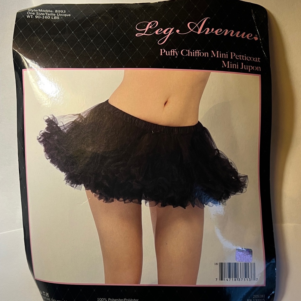 Leg Avenue Black Chiffon Mini Petticoat